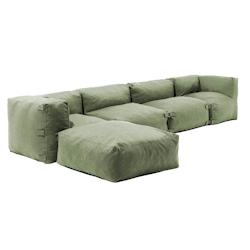 Oviala Business Salon d'angle modulable 5 places vert cactus - Oviala - vert polyester 111346_0