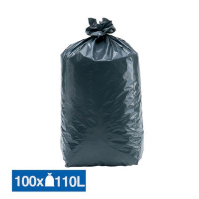 Sacs poubelle déchets lourds Tradition qualité super épaisse gris 110 L, lot de 100_0