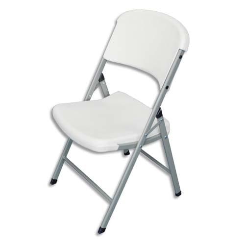 Sodematub lot de 4 chaises pliantes blanches en polyéthylène, structure acier, épaisseur repliée 15 cm_0
