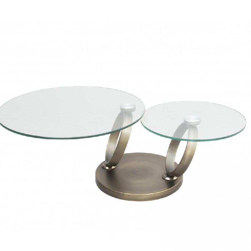 TABLE OLYMPE PLATEAUX PIVOTANTS EN VERRE ET PIÈTEMENT BRONZE_0