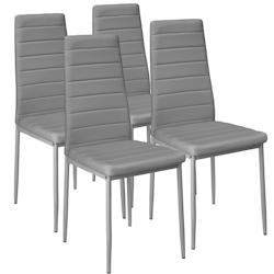 Tectake Lot de 4 chaises avec surpiqûre - gris -401846 - gris matière synthétique 401846_0