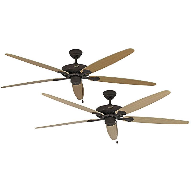 Ventilateur de plafond classique marron wengé -132cm ,2 ampoules E27, tirette ,télécommande