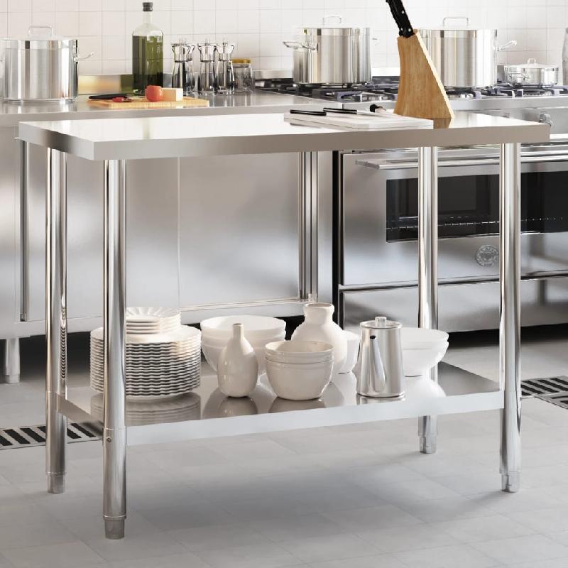 Vidaxl table de travail de cuisine 110x55x85 cm acier inoxydable 376455_0