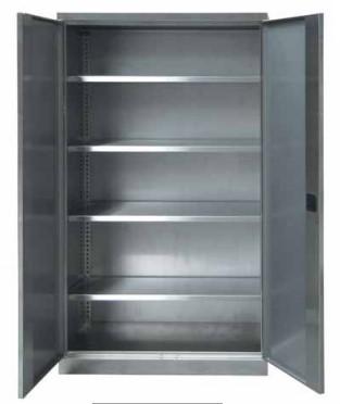 Armoire de rangement en inox - modèle AH100PB - monobloc soudée avec portes battantes et étagères réglables_0