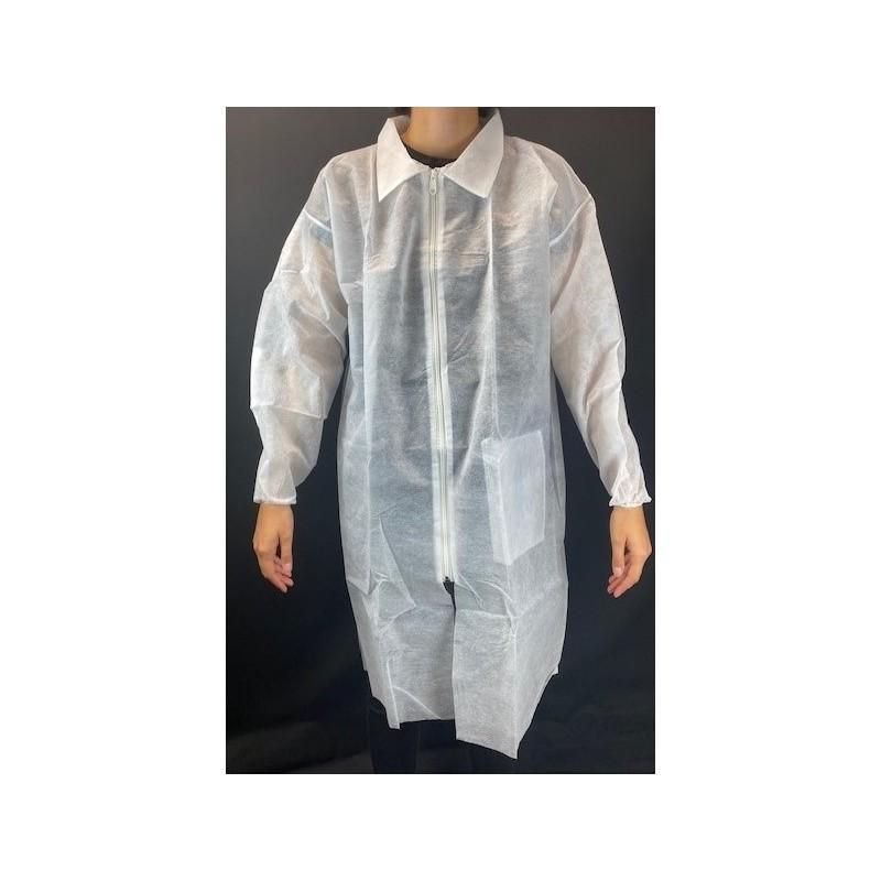Blouse d'hygiène à usage unique - Polypropylène - Fermeture ZIP - 40 g/m²_0