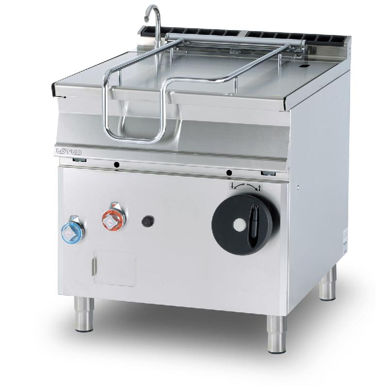 Braisière à gaz basculante en acier inoxydable 80 LT. Structure en acier inoxydable. Dimensions 80x90 h90 cm. Modèle BR80-98GF/I - 2167_0