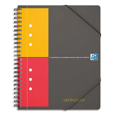 CAHIER CHEMISE OXFORD MEETINGBOOK - RELIURE SPIRALES - A4+ - 160 PAGES - PETITS CARREAUX - FEUILLES PERFOREES DETACHABLES - 3 RABATS + ELASTIQUE