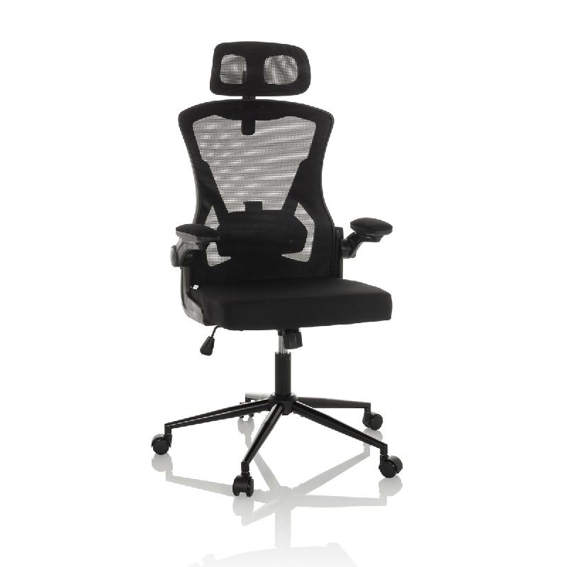Chaise de bureau / fauteuil de direction ARIGANO résille / tissu noir hjh OFFICE - noir polyester 830122_0