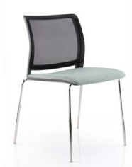 Chaise visiteur 4 pieds chromés - dossier résille noir et assise tapissée - TertioR ALB0/4X - PROMO -30%_0