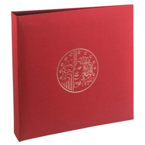 CLASSEUR NUMISMATIQUE + 5 FEUILLES PLASTIQUE - 24,5X25 CM - BORDEAUX
