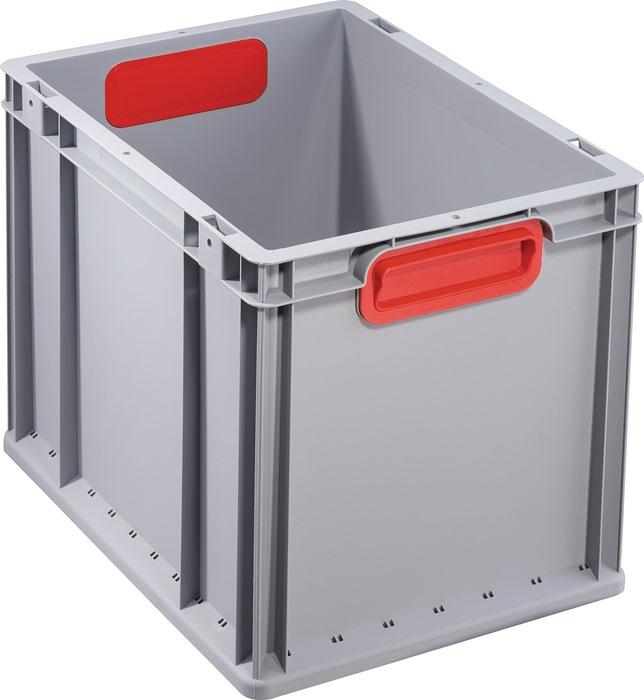Conteneur de transport gerbables L400xl300xH320 mm gris PP poignée fermée rouge parois latérales fermées ALLIT_0