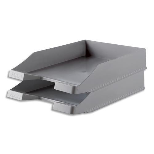 CORBEILLE A COURRIER HAN KARMA EN POLYSTYRENE - JUSQU'AU FORMAT A4+ - DIM (LXHXP) : 25,5X6,5X34,8 CM - GRIS - LOT DE 12