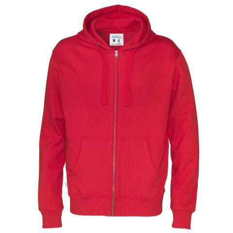 COTTOVER SWEATSHIRT À CAPUCHE FULL ZIP HOMME - CERTIFIÉ GOTS ROUGE - TAILLE S