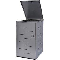 Décoshop26 - Abri de poubelles extérieur conteneurs à ordures jusqu'à 2 bacs 116x71x98 cm en acier inoxydable 04_0005590 - 3000617032699_0