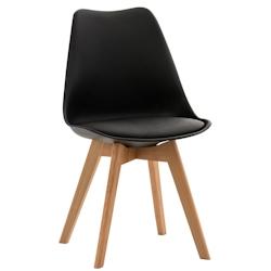 Décoshop26 - Chaise de salle à manger x1 design scandinave en plastique et PVC noir et pieds en bois clair 10_0002271 - noir 3000250932264_0