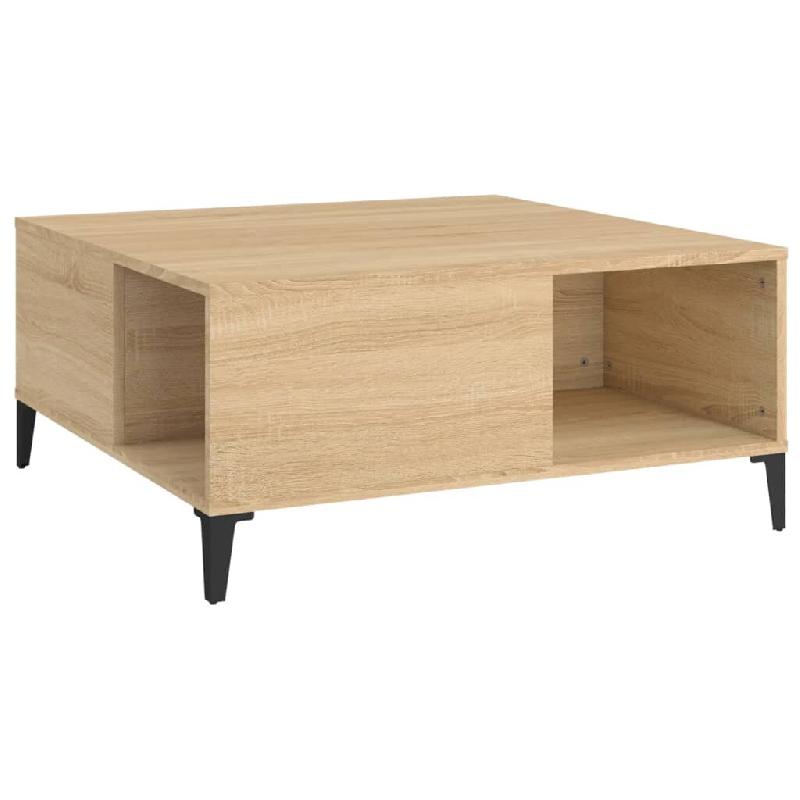 Décoshop26 - Table basse design moderne 80 x 80 x 36,5 cm bois d'ingénierie couleur chêne et métal DEC039007 - métal 3000264155901_0
