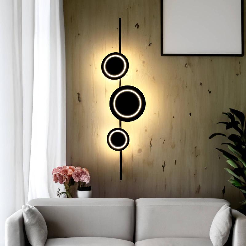 ECO-LIGHT APPLIQUE MURALE LED PLANETARIUM, NOIR, HAUTEUR 120 CM, 3 LAMPES ALU