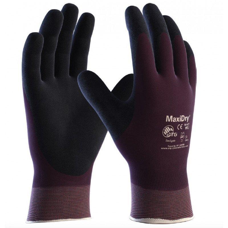 GANTS DE PROTECTION TRICOTÉS MAXIDRY® OIL™ ROUGE POURPRE/NOIR T8 - ATG - AT056427-ZZ08AIN
