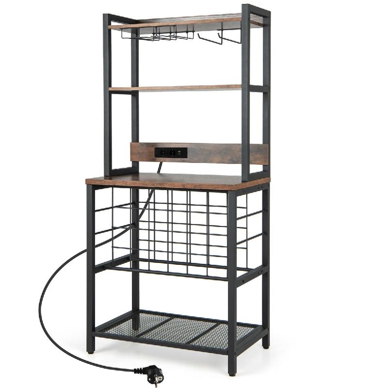 Helloshop26 - Casier à vin multifonctionnel 76 x 48 x 163 cm grande capacité 24 bouteilles style industriel en MDF noir 20_0020844 - noir Bois manuf_0