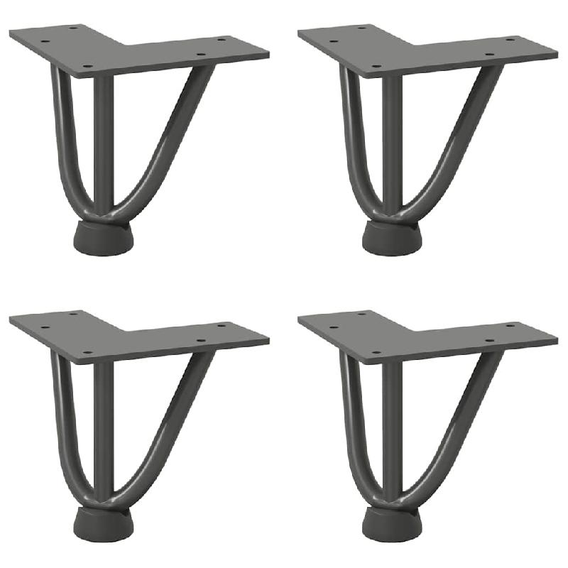 Helloshop26 - Lot de 4 pieds en épingle à cheveux pour table basse 10 cm avec patins ajustables style moderne en acier massif 02_0056729 - acier 300_0