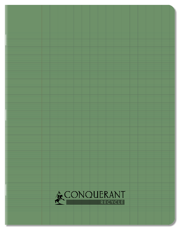 LOT DE 10 - CAHIER CONQUERANT RECYCLE AGRAFE 170X220 96P SEYES POLYPRO VERT