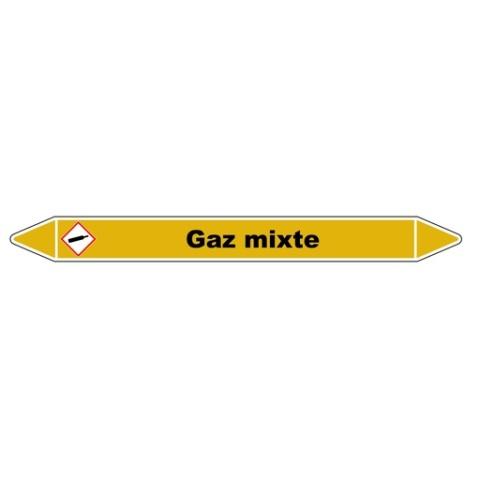 LOT DE 3 - MARQUEUR DE TUYAUTERIE - GAZ MIXTE - NFX 08-105 - VINYLE LAMINÉ 250 X 26 MM