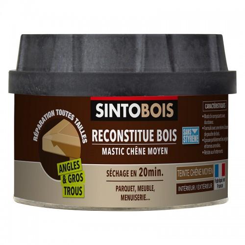 MASTIC À BOIS SINTOBOIS RECONSTITUE BOIS POUR PARTIES MANQUANTES - CHÊNE MOYEN 190G SINTO