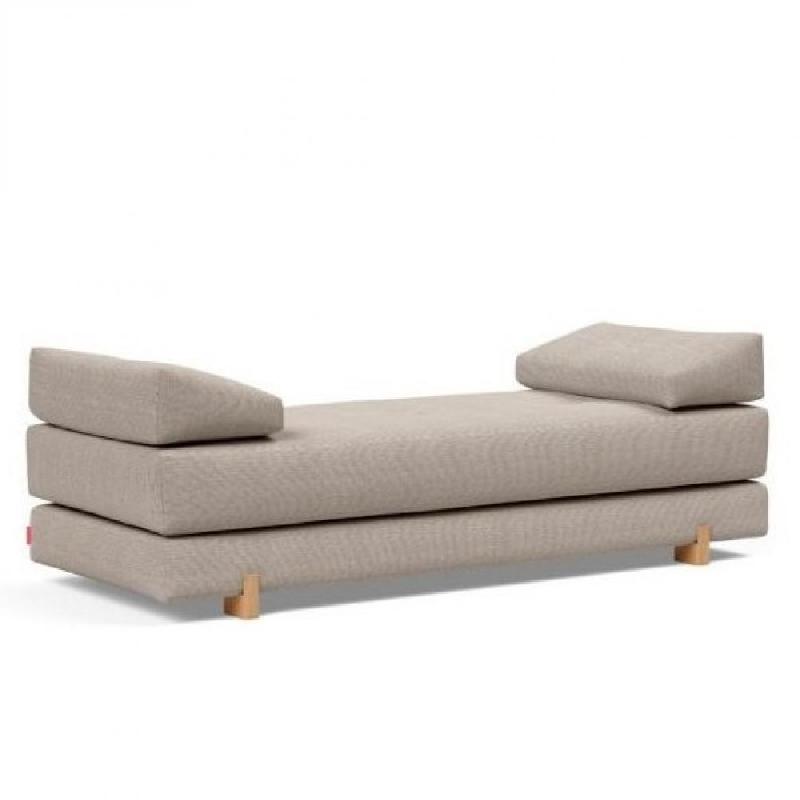 Méridienne design Sigmund Wood - convertible lit 160x200 cm - tissu Kenya beige - pieds chêne_0