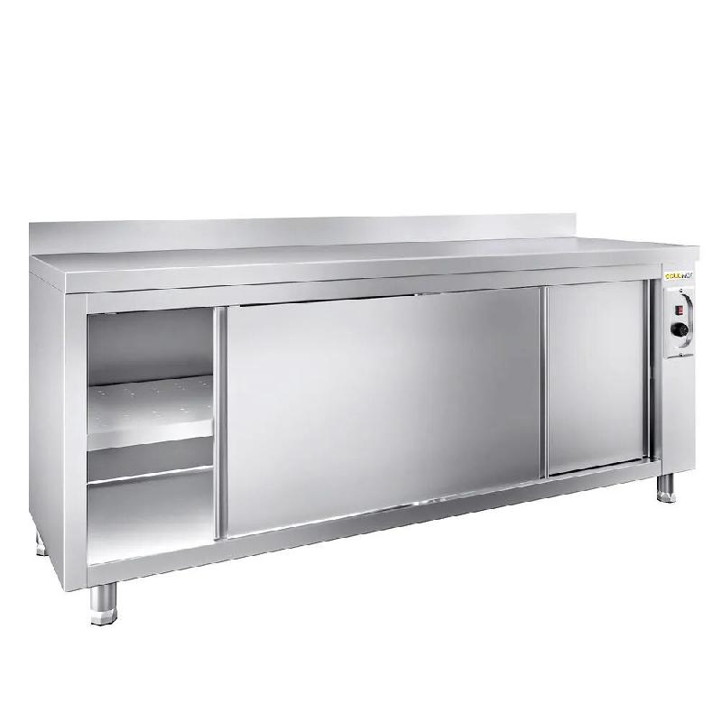 Meuble bas inox chauffant 1800x600 mm adossé PREMIUM - GOLDINOX - gris inox 3701770819270_0