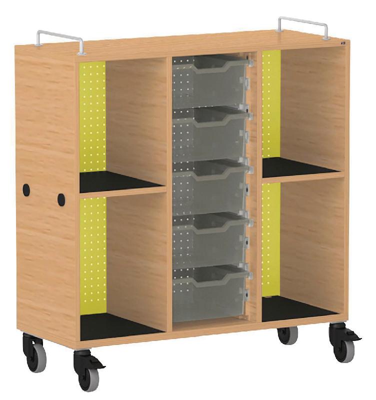 MEUBLE BAS SHIFT+ LANDSCAPE MÉLA POUR CARTABLES 4 CASES - HÊTRE - VERT CLAIR - MANUTAN COLLECTIVITÉS