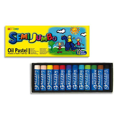 PASTELS A L'HUILE JUMBO 18 MM - COULEURS ASSORTIES - BOÎTE DE 12 PASTELS