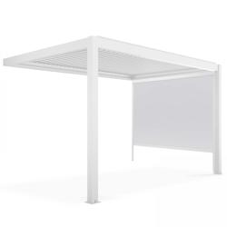 Oviala Business Pergola bioclimatique adossée blanche 3x4m et 1 Store 2,66 x 2,4m - blanc aluminium 109349_0