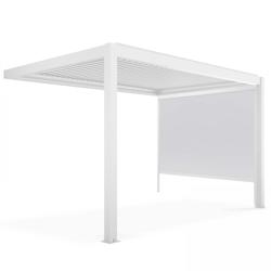 Oviala Business Pergola bioclimatique adossée blanche 3x4m et 1 Store 2,66x2,4m - blanc aluminium 109349_0