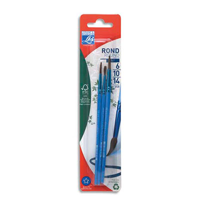 PINCEAUX POIL DE PONEY N° 6 + N°10 + N°14 - LOT DE 3