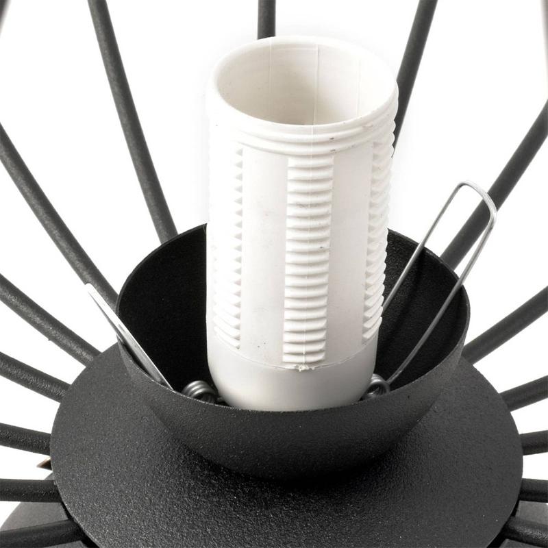EKO-LIGHT PLAFONNIER KRONOS, CAGE NOIRE, UNE BOULE OPALE
