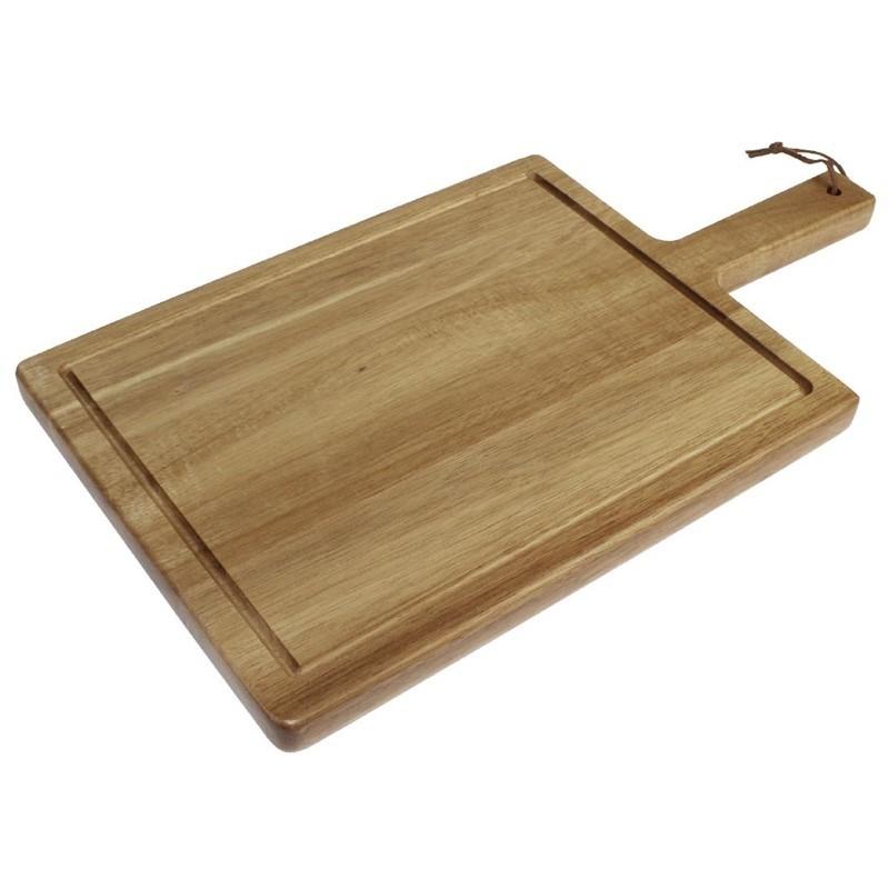 Planche à steak en bois d'acacia massif - Olympia - 260 x 190 x 25 mm, réversible et facile à nettoyer_0