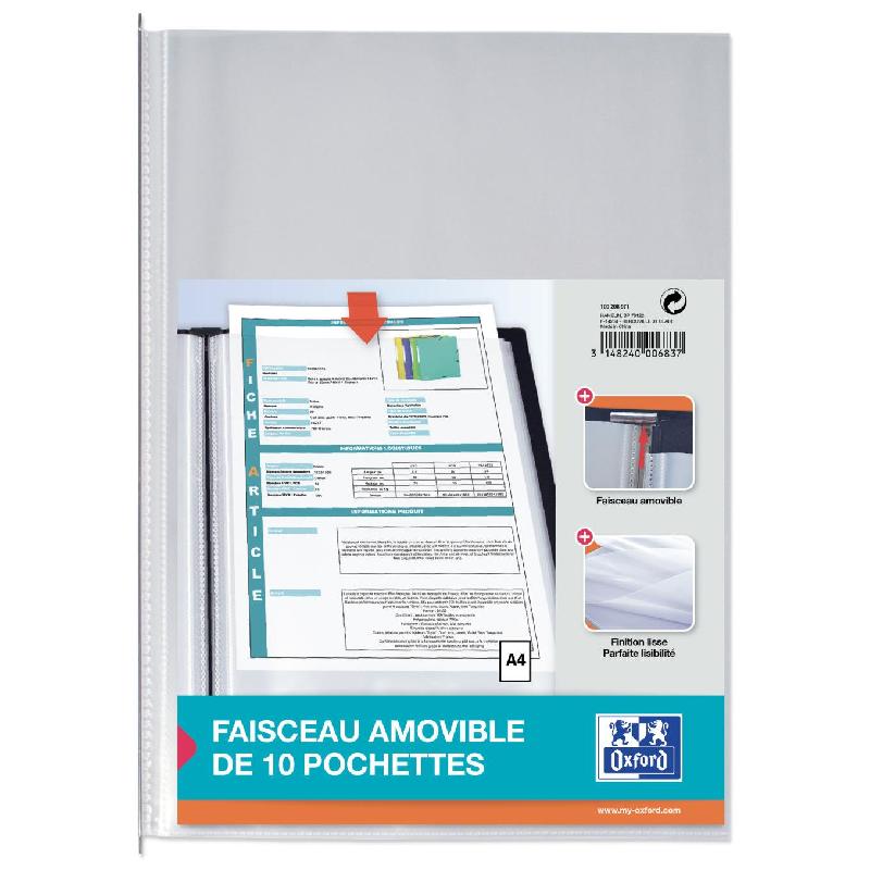 POCHETTES PERFOREES OXFORD A FAISCEAUX MOBILES VOLTIPLAST A4 - RECHARGE DE 10 - TRANSPARENT