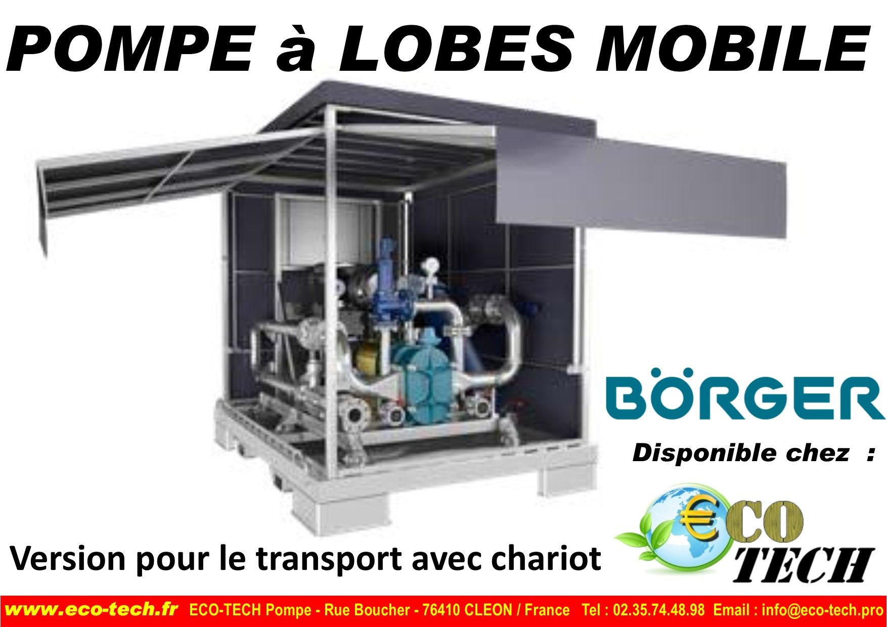 Pompe à lobes pour transport avec chariot élévateur borger pour mouse anti-feu_0