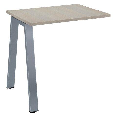 RETOUR DE BUREAU ECLA 80 X 60 CM CHÊNE GRIS PIÉTEMENT MÉTAL FINITION ALUMINIUM