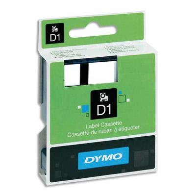 RUBAN DYMO D1 - RUBANS CASSETTE - CARACTERES NOIRS - RUBAN BLANC - 12 MM X 7 M