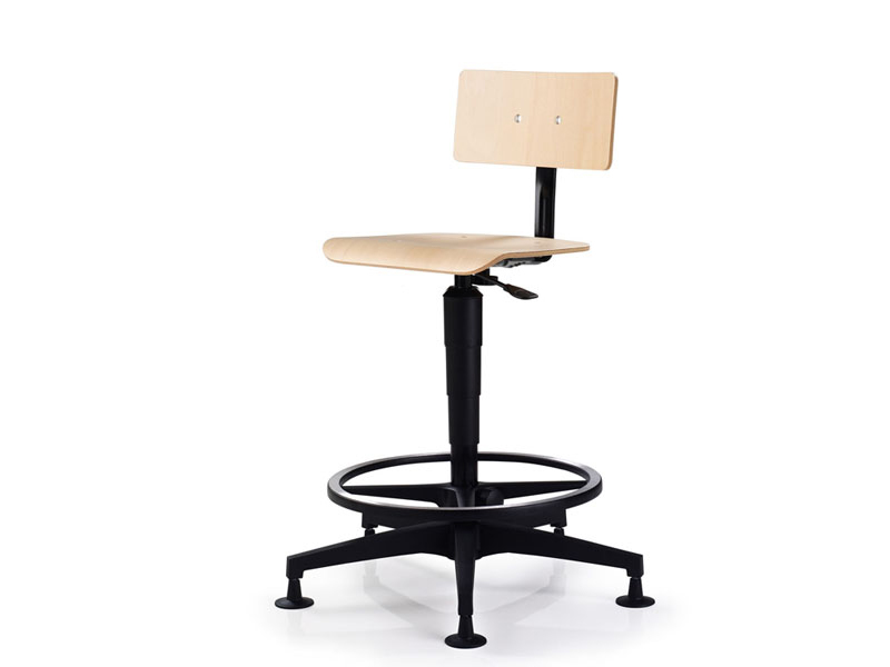 Siège technique Altron - Tabouret de bureau réglable avec dossier en hêtre et appui-pieds optionnel_0