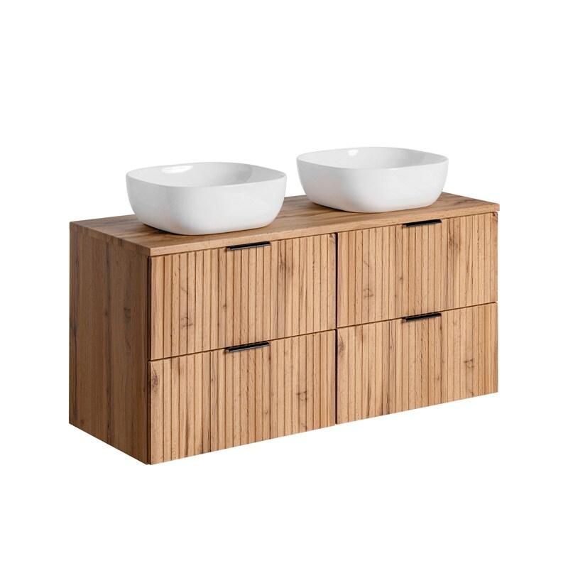 STELLAMEUBLES Ensemble salle de bain aspect bois ADEL OAK 120cm vasque à poser – Profitez de -10% ! - 3667335114610_0