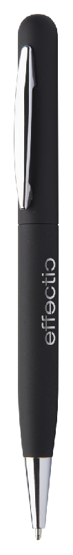 Stylo à bille twist en métal - finition caoutchoutée - gravure laser effet miroir_0