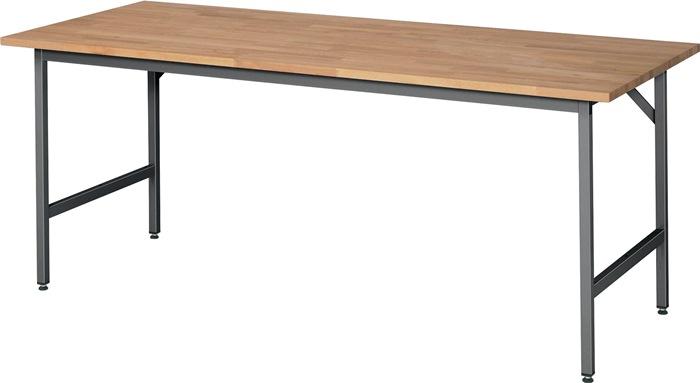 Table de travail l2000xP800xH800-850mm plateau trav.Hêtre massif, épaiss.25 mm châssis anthracite métallisé RAU_0