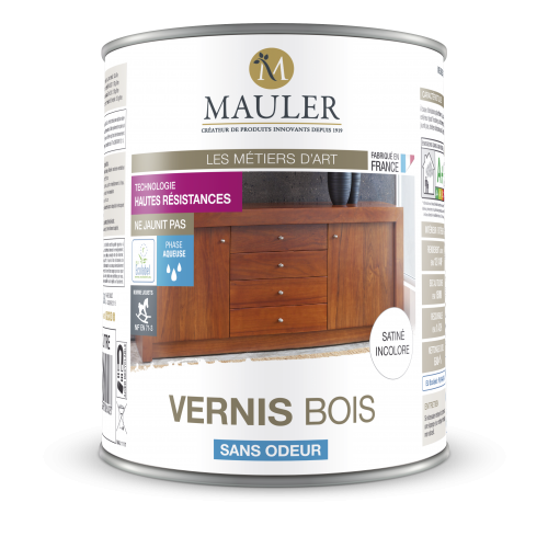 VERNIS BOIS POUR INTÉRIEUR – SATINÉ - INCOLORE – 0,5 LITRE MAULER