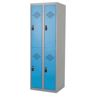 Vestiaires Multicases monoblocs 2 colonnes 2 cases gris / bleu largeur 400 mm_0