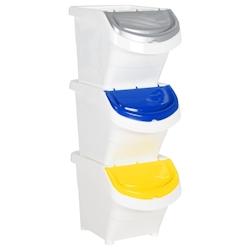 VidaXL Poubelles Empilables Avec Couvercles 3 Pcs Blanc Pp 78 L - blanc 364068_0