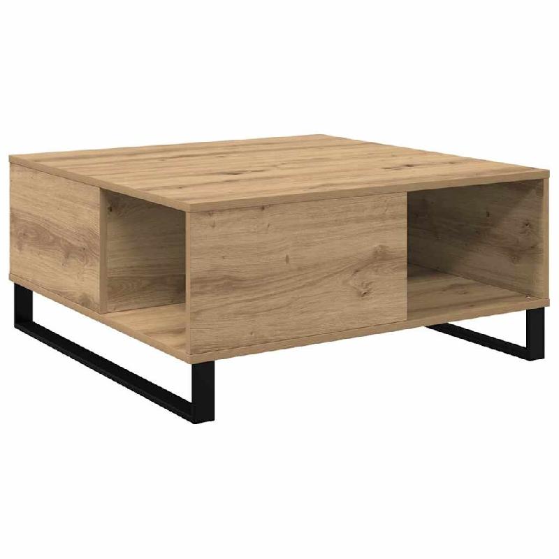 VidaXL Table basse Chêne artisanal 80 x 80 x 36,5 cm Bois d'ingénierie Modèle Luna Métal Plus - 881670_0