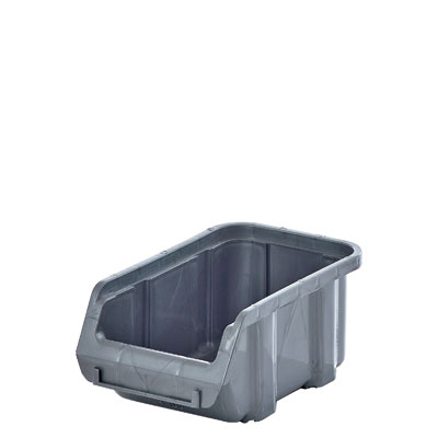 Bac à bec empilable en polyéthylène - coloris gris - idéal pour le rangement du petit matériel - L 10,2 x P 16 x H 7,3 cm - capacité 0,73 L_0