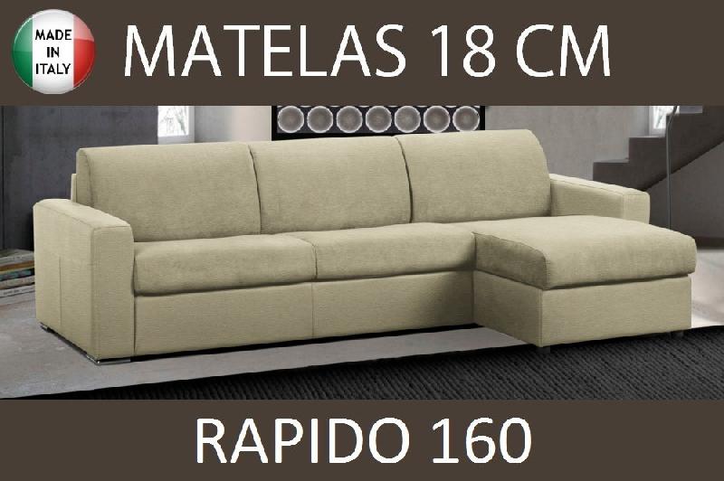 Canapé d'angle réversible MASTER - Couchage express 160x197cm - Matelas 18cm en mousse polyuréthane beige - Fabrication italienne_0